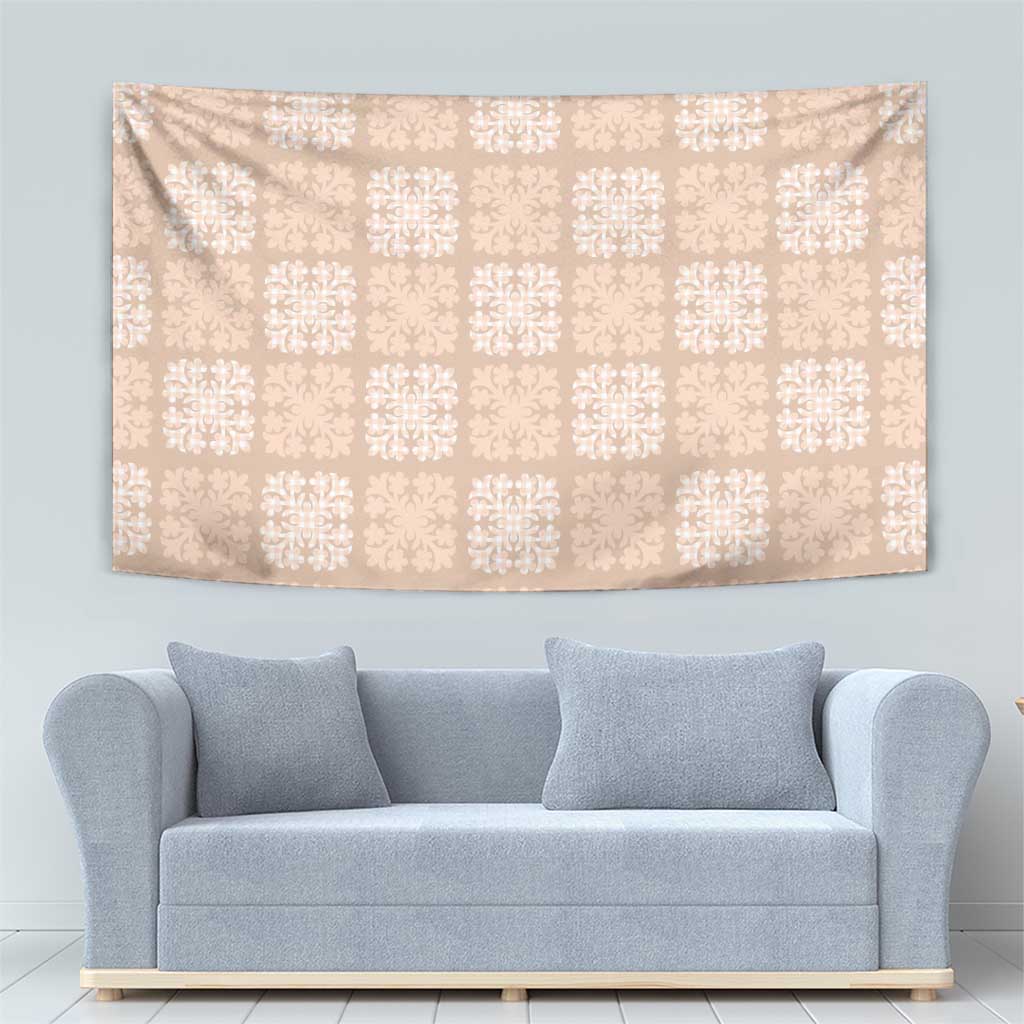 Beige Palaka Quilt Hawaii Tapestry Traditional Hawaii-plaid Pattern - Polynesian Pride