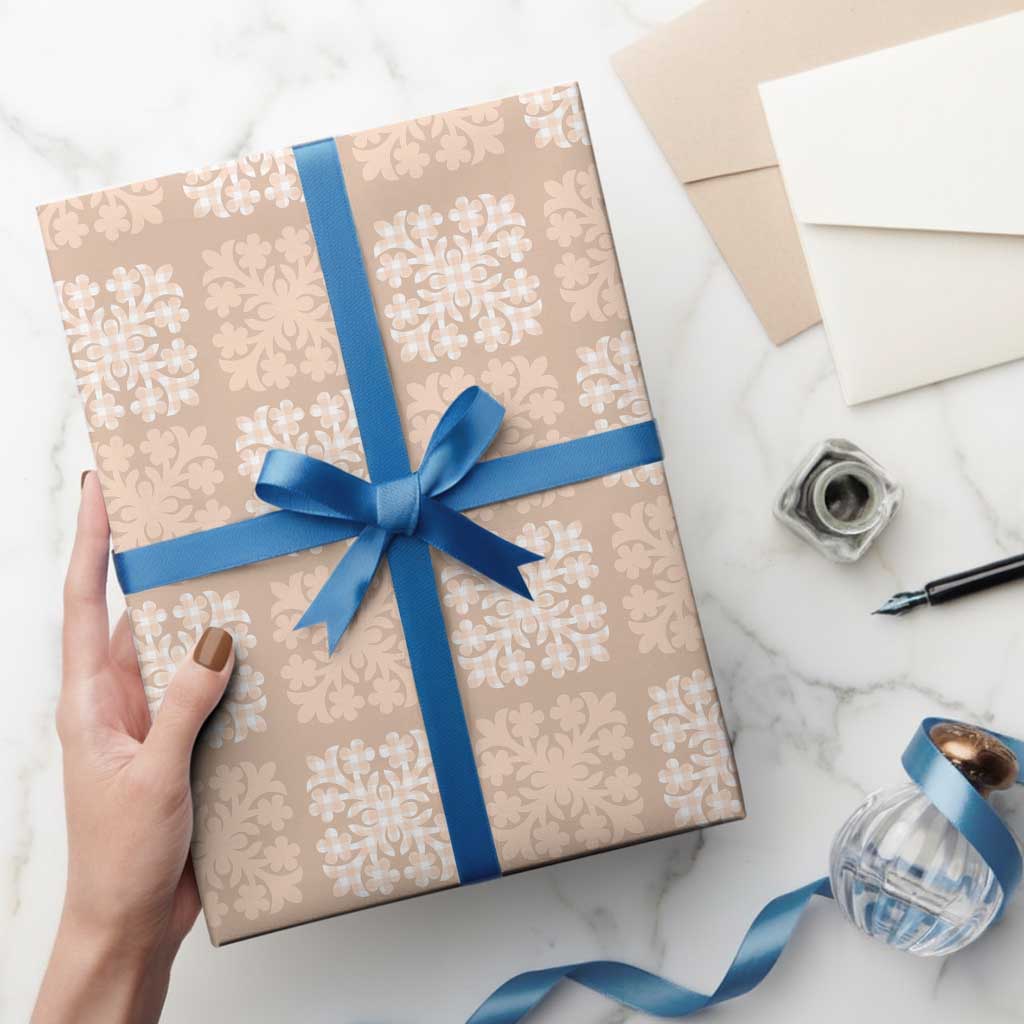 Beige Palaka Quilt Hawaii Wrapping Paper Traditional Hawaii-plaid Pattern - Polynesian Pride