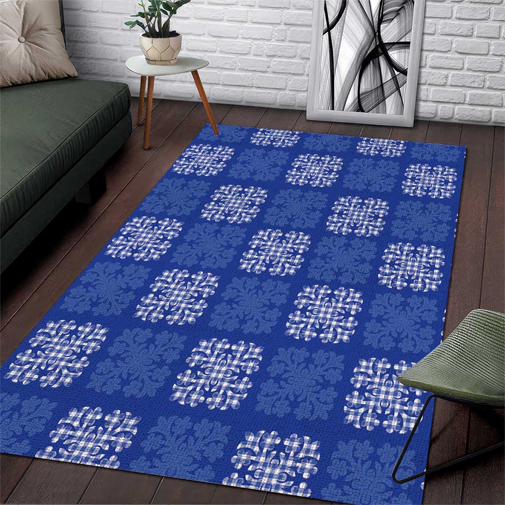 Royal Blue Palaka Quilt Hawaii Area Rug Traditional Hawaii-plaid Pattern - Polynesian Pride
