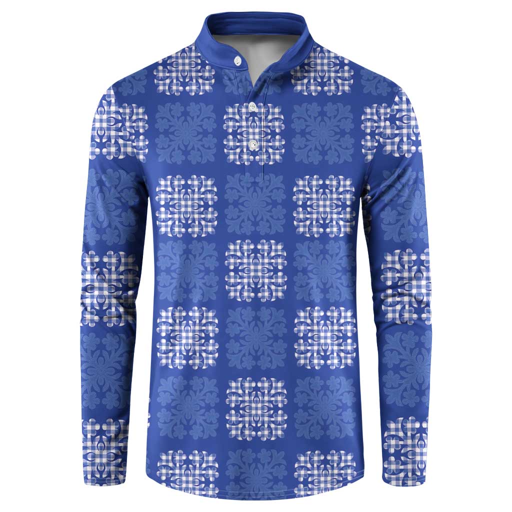 Royal Blue Palaka Quilt Hawaii Button Sweatshirt Traditional Hawaii-plaid Pattern LT14 Royal Blue - Polynesian Pride