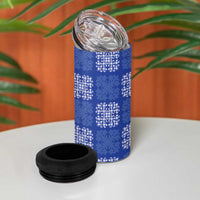 Royal Blue Palaka Quilt Hawaii 4 in 1 Can Cooler Tumbler Traditional Hawaii-plaid Pattern - Polynesian Pride