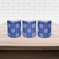 Royal Blue Palaka Quilt Hawaii Ceramic Mug Traditional Hawaii-plaid Pattern - Polynesian Pride