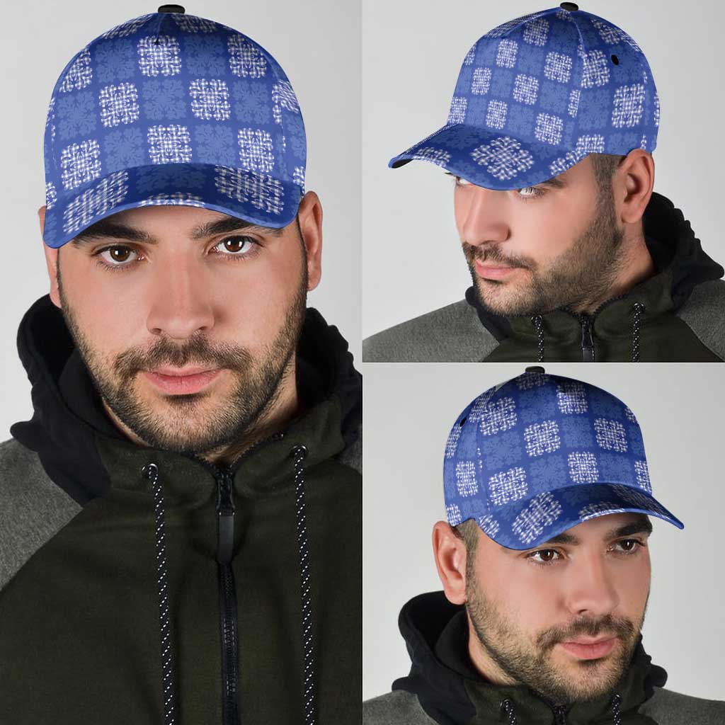Royal Blue Palaka Quilt Hawaii Classic Cap Traditional Hawaii-plaid Pattern - Polynesian Pride