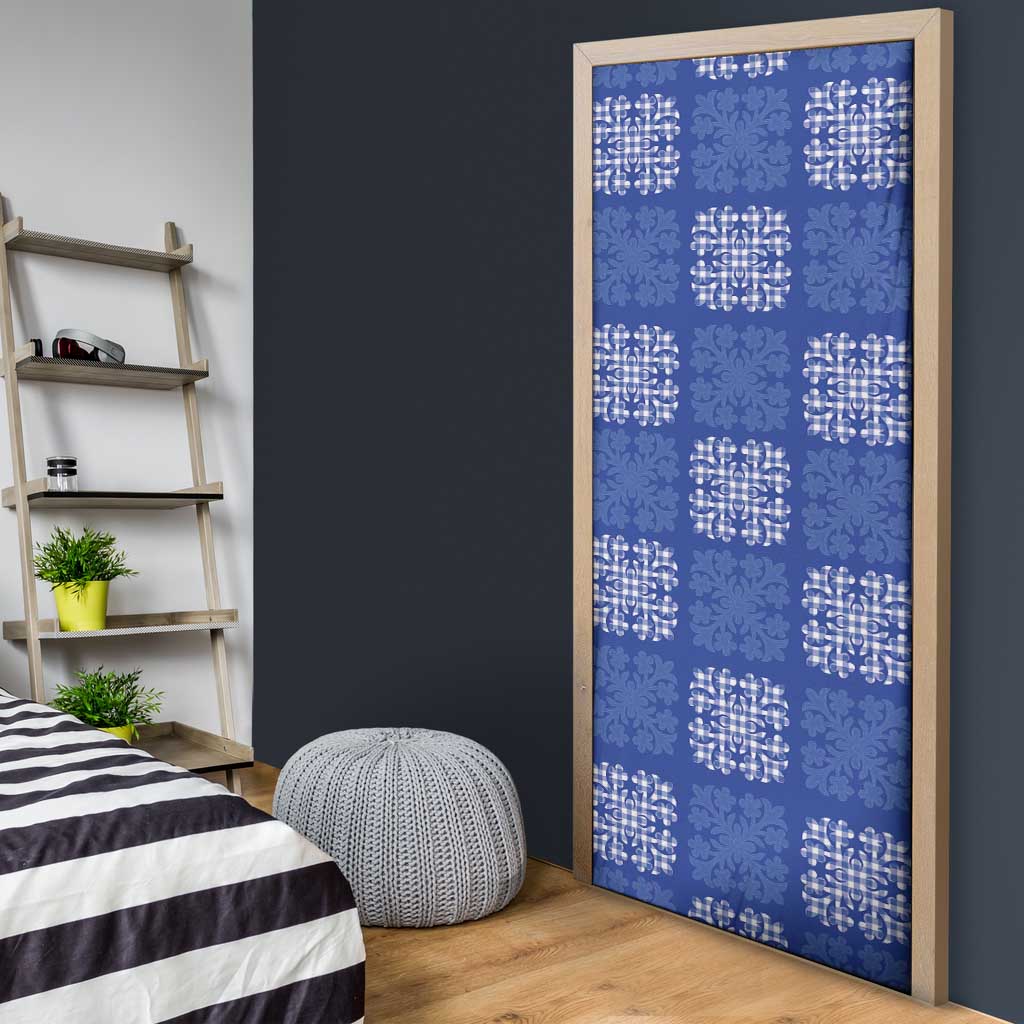 Royal Blue Palaka Quilt Hawaii Door Cover Traditional Hawaii-plaid Pattern - Polynesian Pride