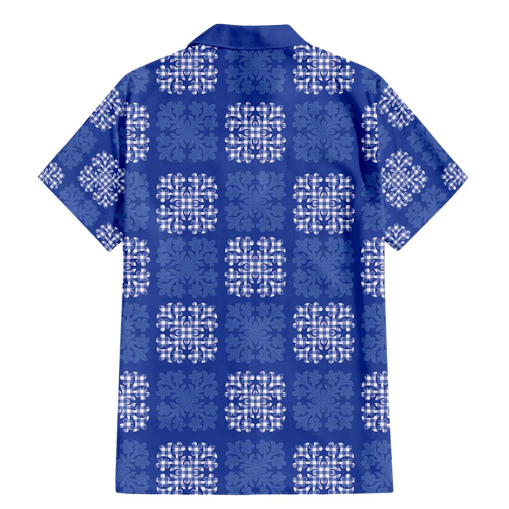 Royal Blue Palaka Quilt Hawaii Family Matching Mermaid Dress and Hawaiian Shirt Traditional Hawaii-plaid Pattern - Polynesian Pride