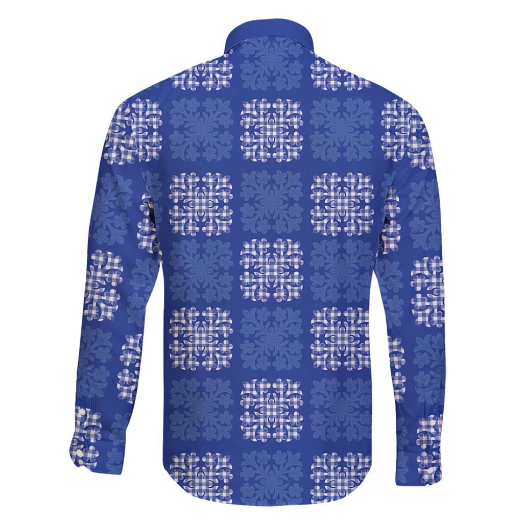 Royal Blue Palaka Quilt Hawaii Family Matching Short Sleeve Bodycon Dress and Hawaiian Shirt Traditional Hawaii-plaid Pattern - Polynesian Pride