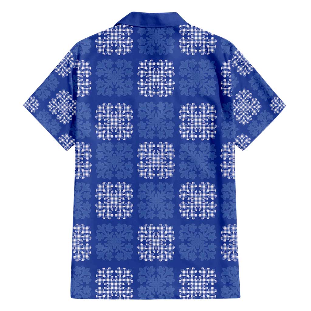 Royal Blue Palaka Quilt Hawaii Family Matching Summer Maxi Dress and Hawaiian Shirt Traditional Hawaii-plaid Pattern - Polynesian Pride