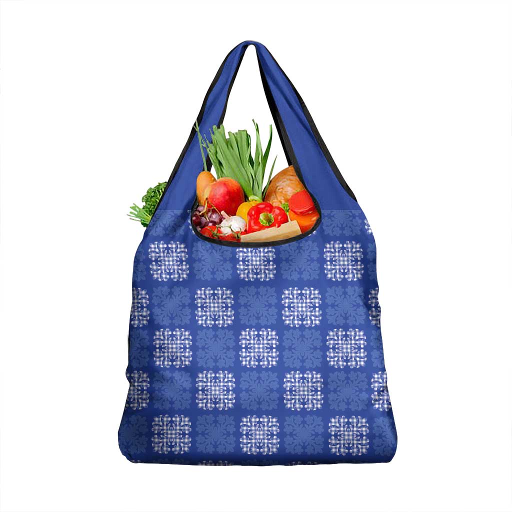 Royal Blue Palaka Quilt Hawaii Grocery Bag Traditional Hawaii-plaid Pattern LT14 1-pack One Size Royal Blue - Polynesian Pride