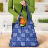 Royal Blue Palaka Quilt Hawaii Grocery Bag Traditional Hawaii-plaid Pattern - Polynesian Pride