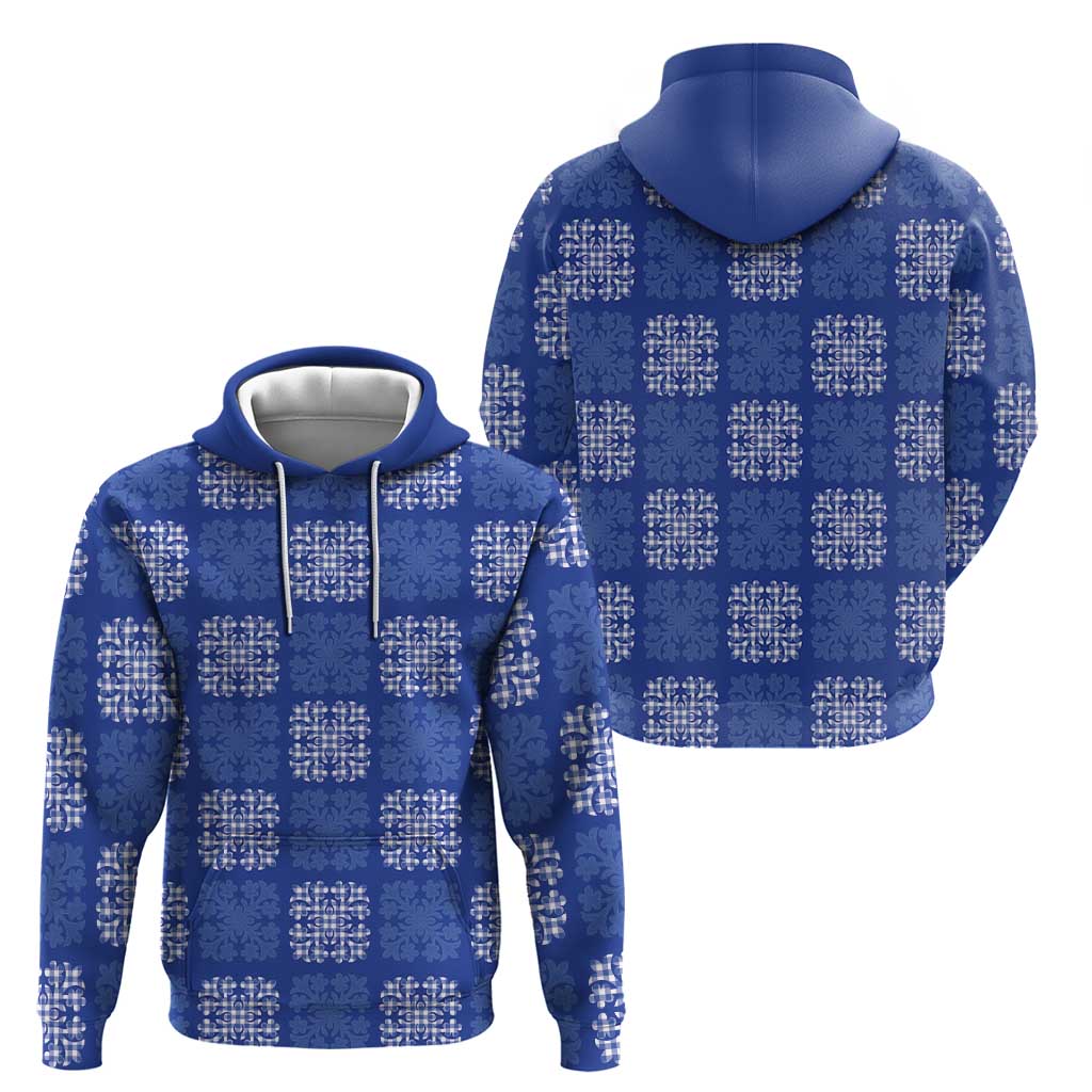 Royal Blue Palaka Quilt Hawaii Hoodie Traditional Hawaii-plaid Pattern - Polynesian Pride