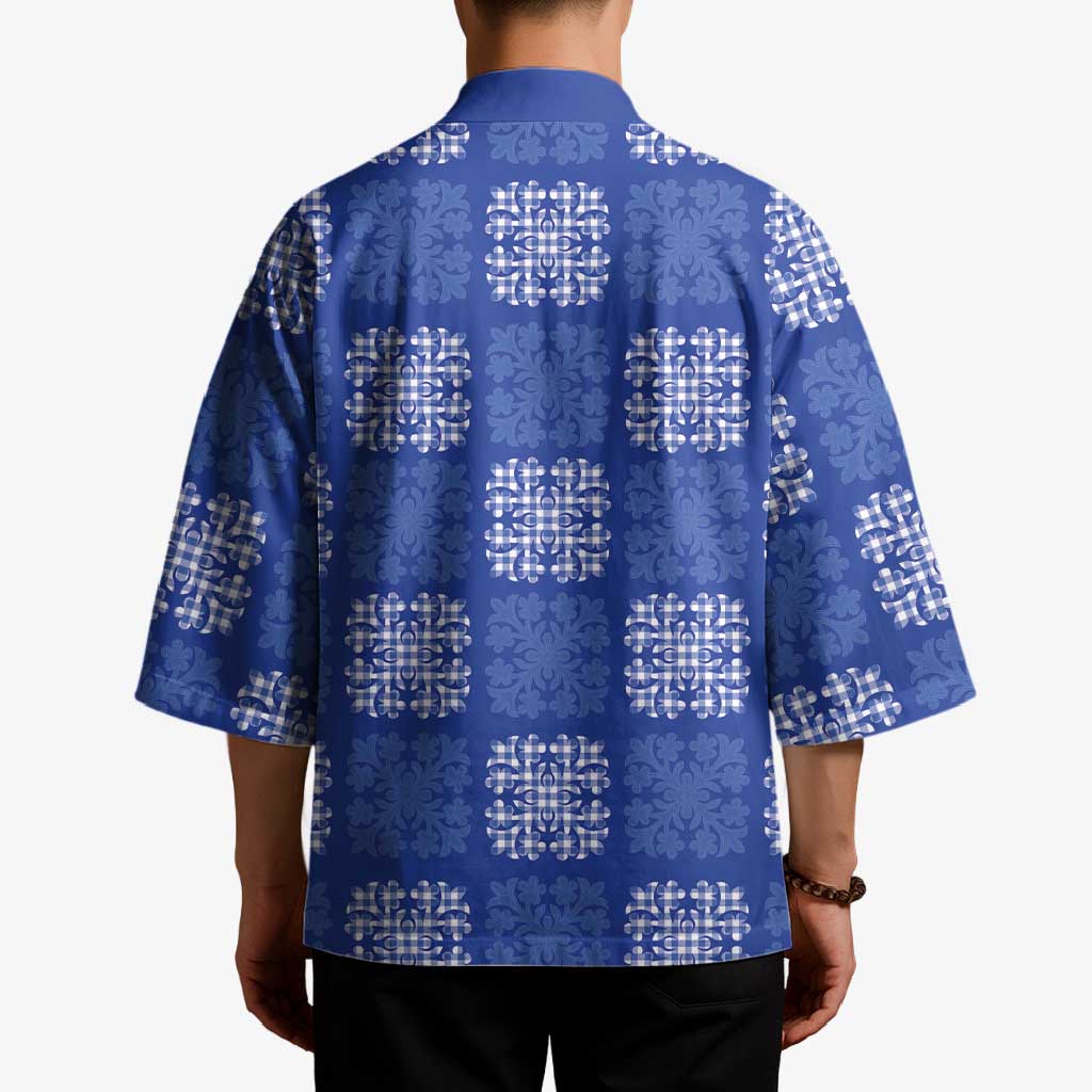 Royal Blue Palaka Quilt Hawaii Kimono Traditional Hawaii-plaid Pattern LT14 - Polynesian Pride