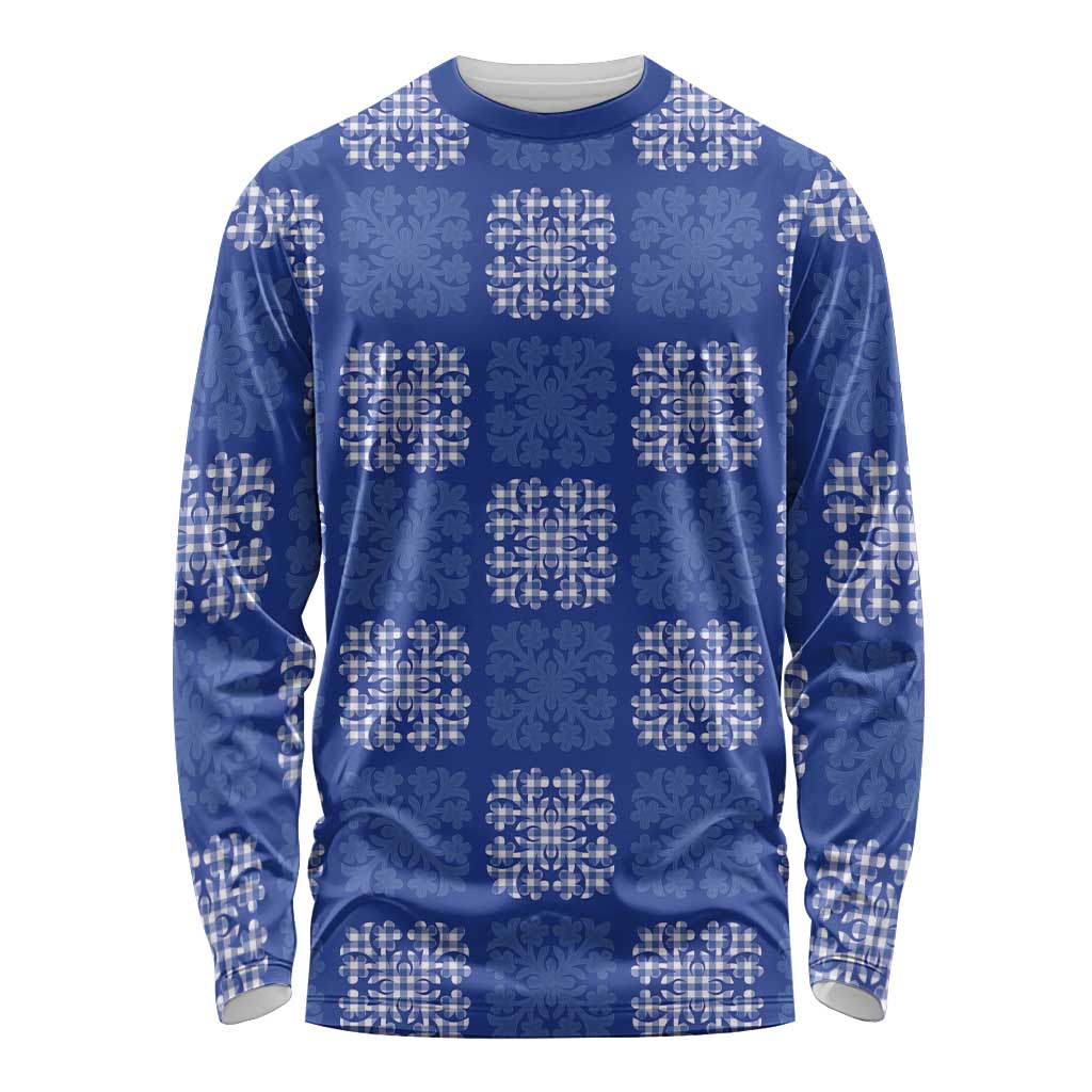 Royal Blue Palaka Quilt Hawaii Long Sleeve Shirt Traditional Hawaii-plaid Pattern LT14 Unisex Royal Blue - Polynesian Pride