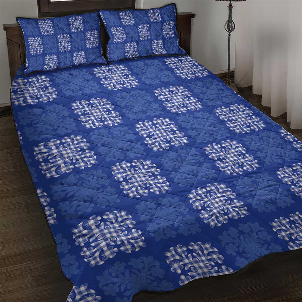 Royal Blue Palaka Quilt Hawaii Quilt Bed Set Traditional Hawaii-plaid Pattern - Polynesian Pride