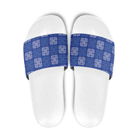 Royal Blue Palaka Quilt Hawaii Slide Sandals Traditional Hawaii-plaid Pattern LT14 Royal Blue - Polynesian Pride