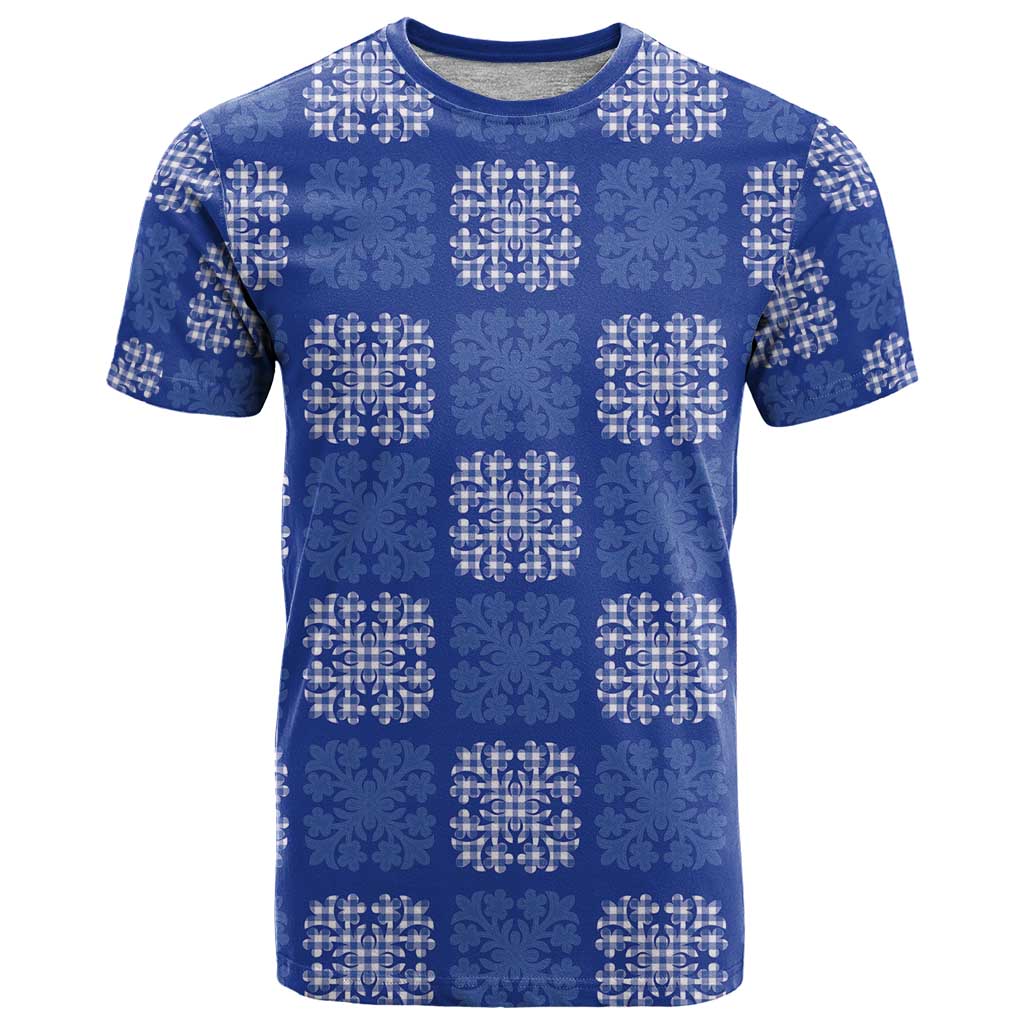 Royal Blue Palaka Quilt Hawaii T Shirt Traditional Hawaii-plaid Pattern - Polynesian Pride