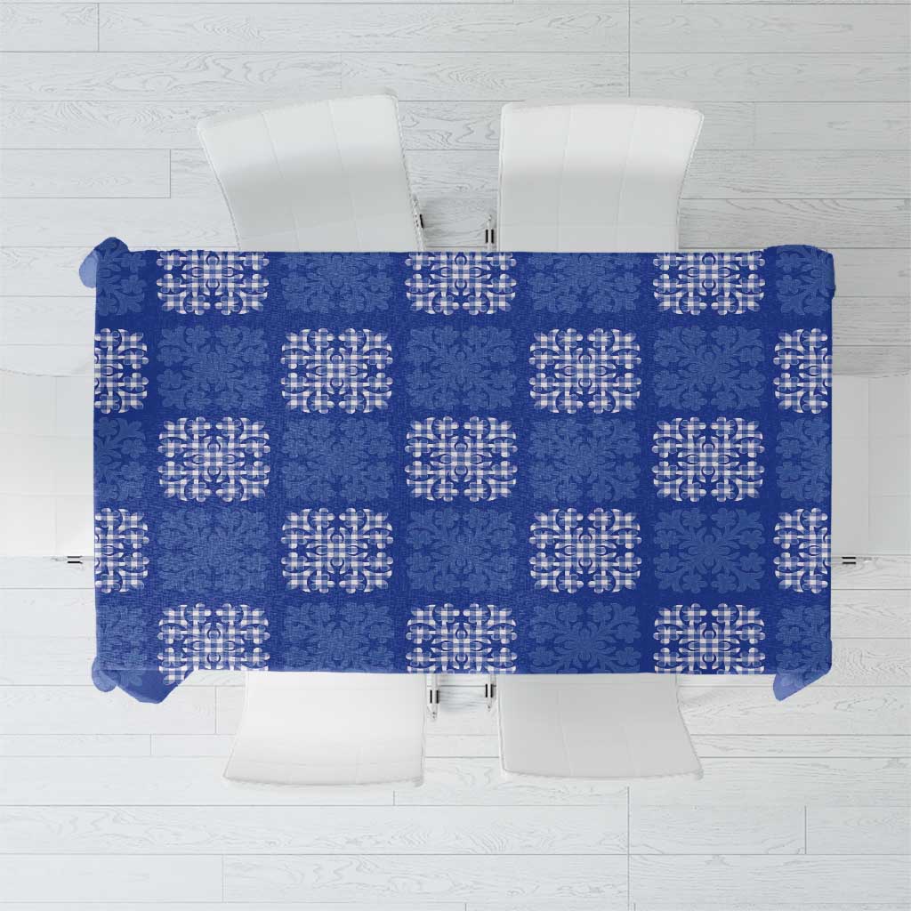 Royal Blue Palaka Quilt Hawaii Tablecloth Traditional Hawaii-plaid Pattern - Polynesian Pride
