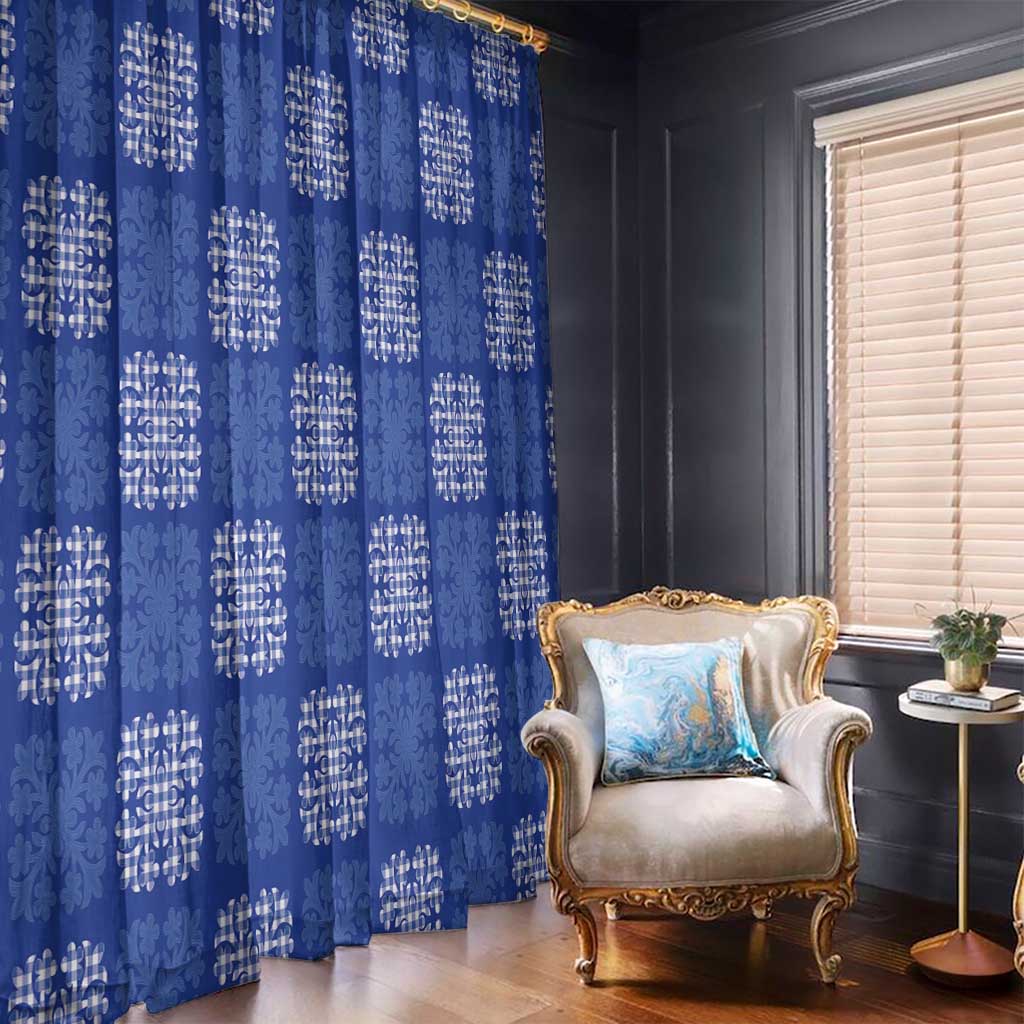 Royal Blue Palaka Quilt Hawaii Window Curtain Traditional Hawaii-plaid Pattern LT14 - Polynesian Pride
