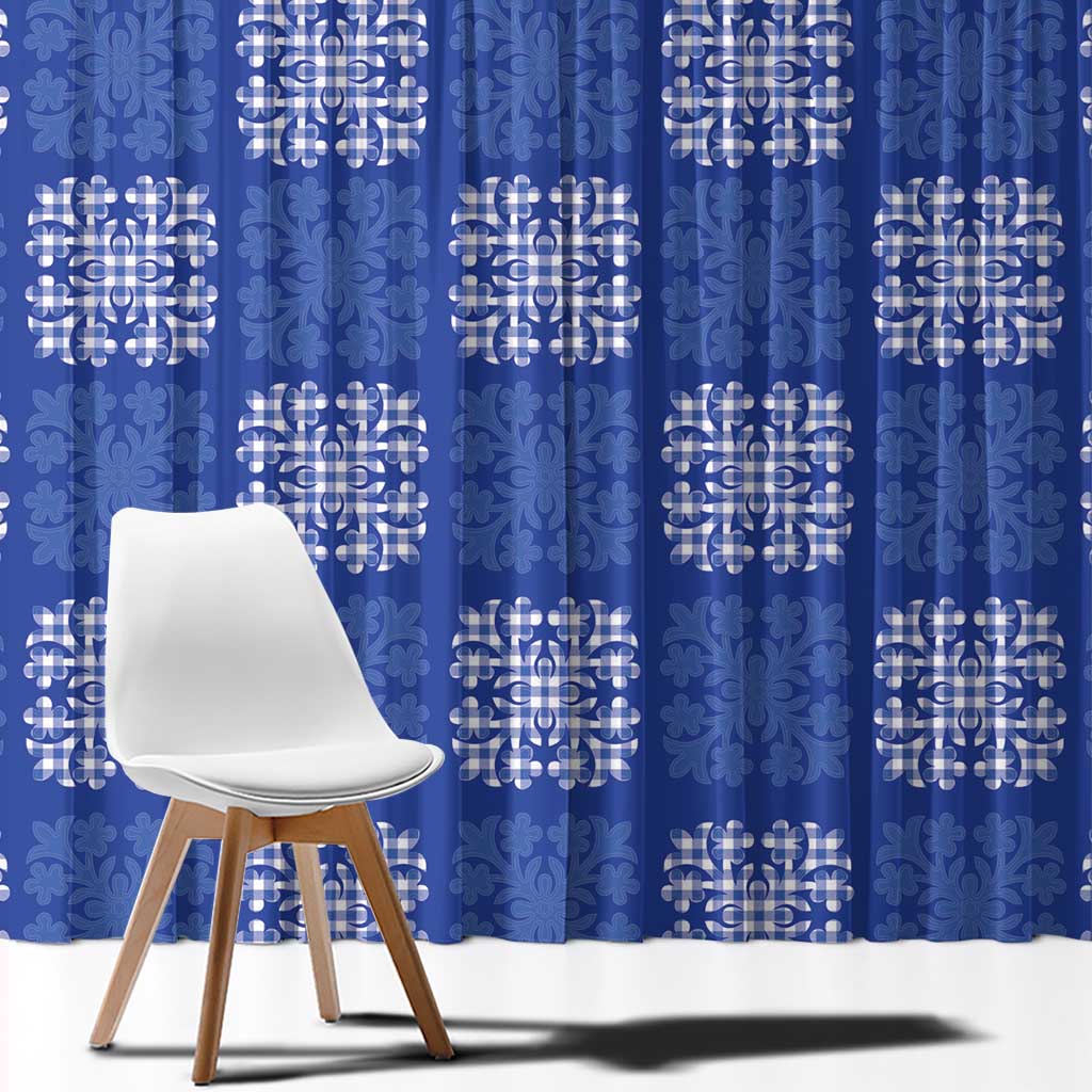 Royal Blue Palaka Quilt Hawaii Window Curtain Traditional Hawaii-plaid Pattern LT14 - Polynesian Pride