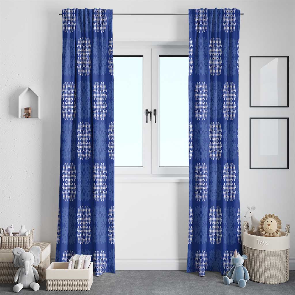 Royal Blue Palaka Quilt Hawaii Window Curtain Traditional Hawaii-plaid Pattern LT14 - Polynesian Pride