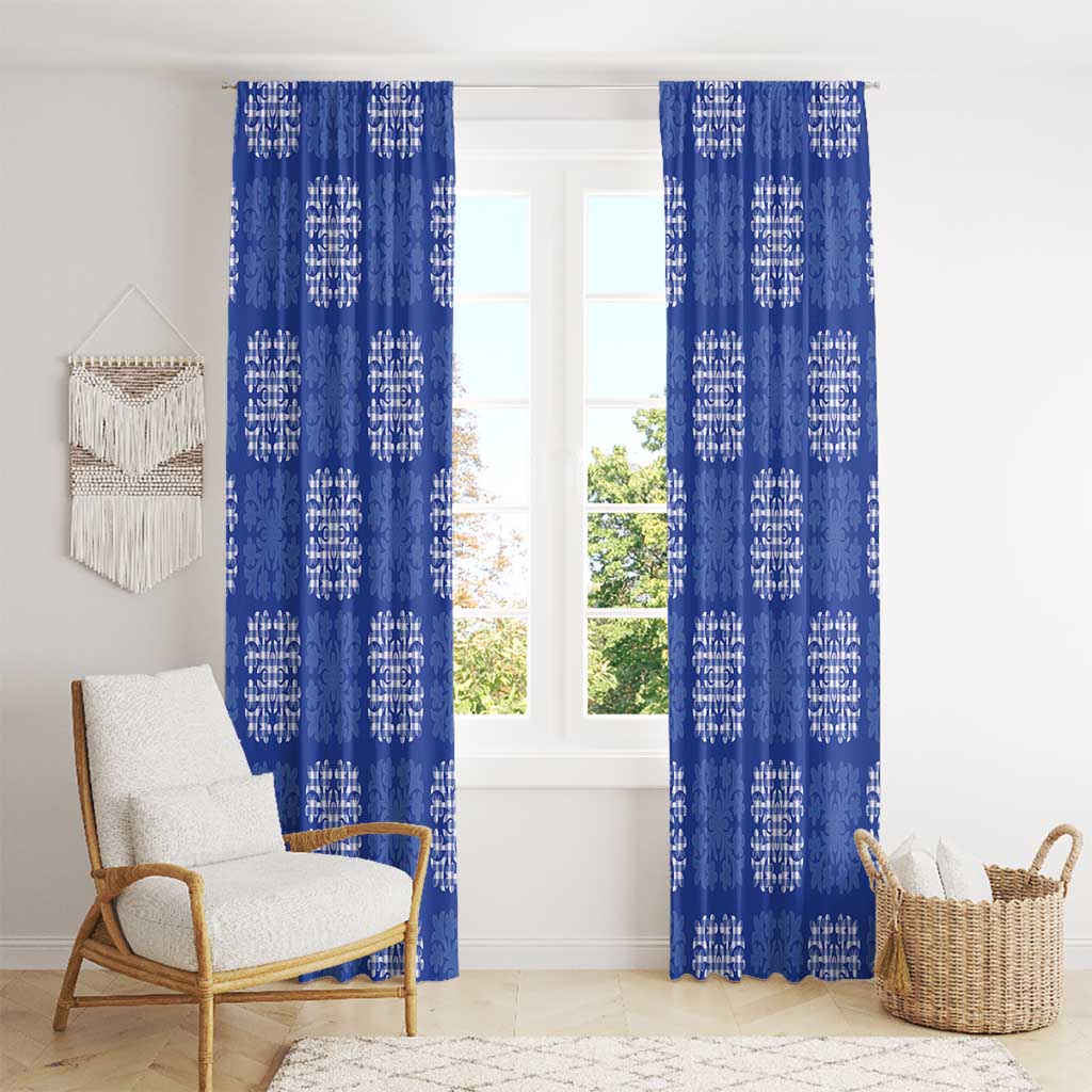 Royal Blue Palaka Quilt Hawaii Window Curtain Traditional Hawaii-plaid Pattern LT14 - Polynesian Pride