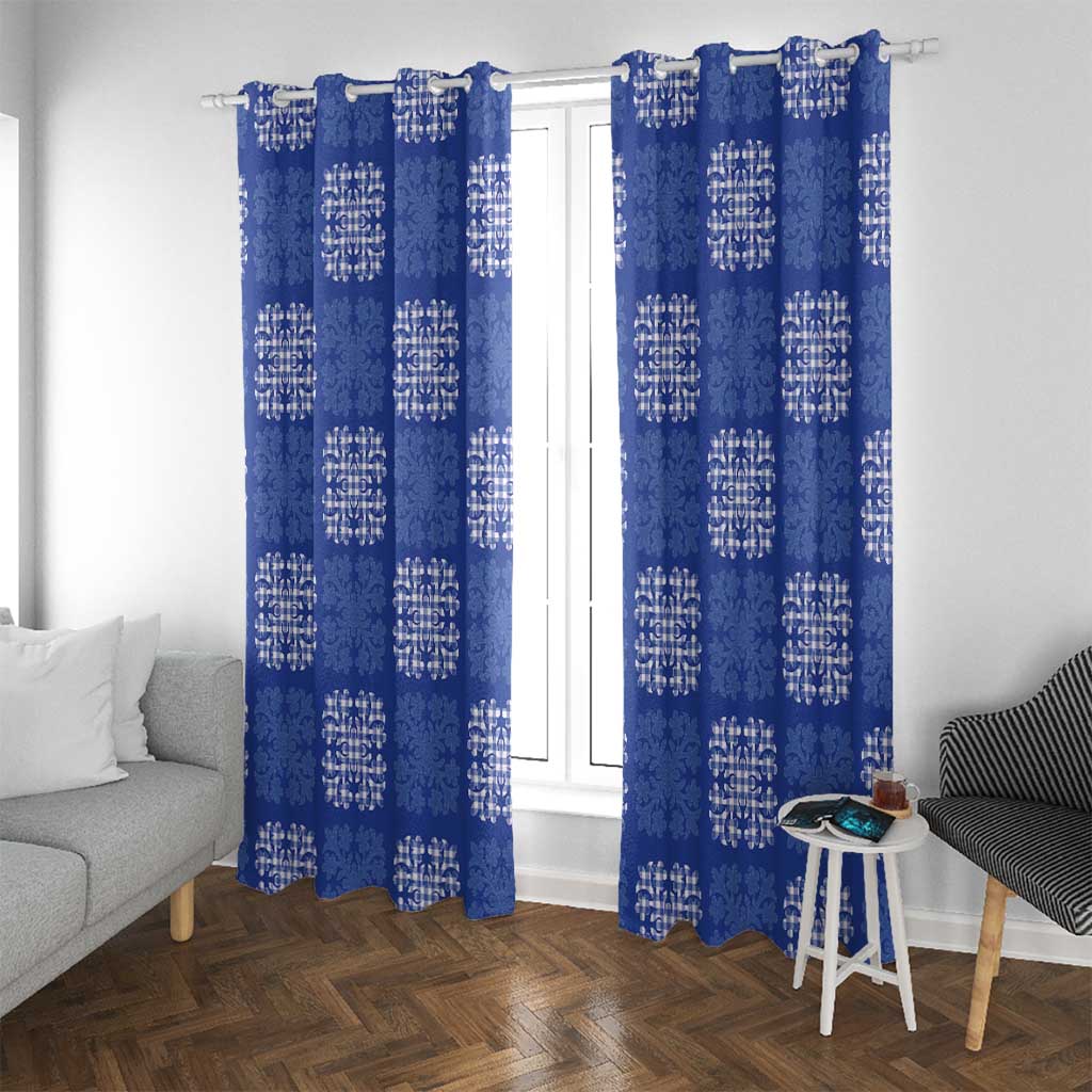 Royal Blue Palaka Quilt Hawaii Window Curtain Traditional Hawaii-plaid Pattern LT14 With Grommets Royal Blue - Polynesian Pride