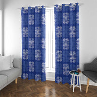 Royal Blue Palaka Quilt Hawaii Window Curtain Traditional Hawaii-plaid Pattern LT14 With Grommets Royal Blue - Polynesian Pride
