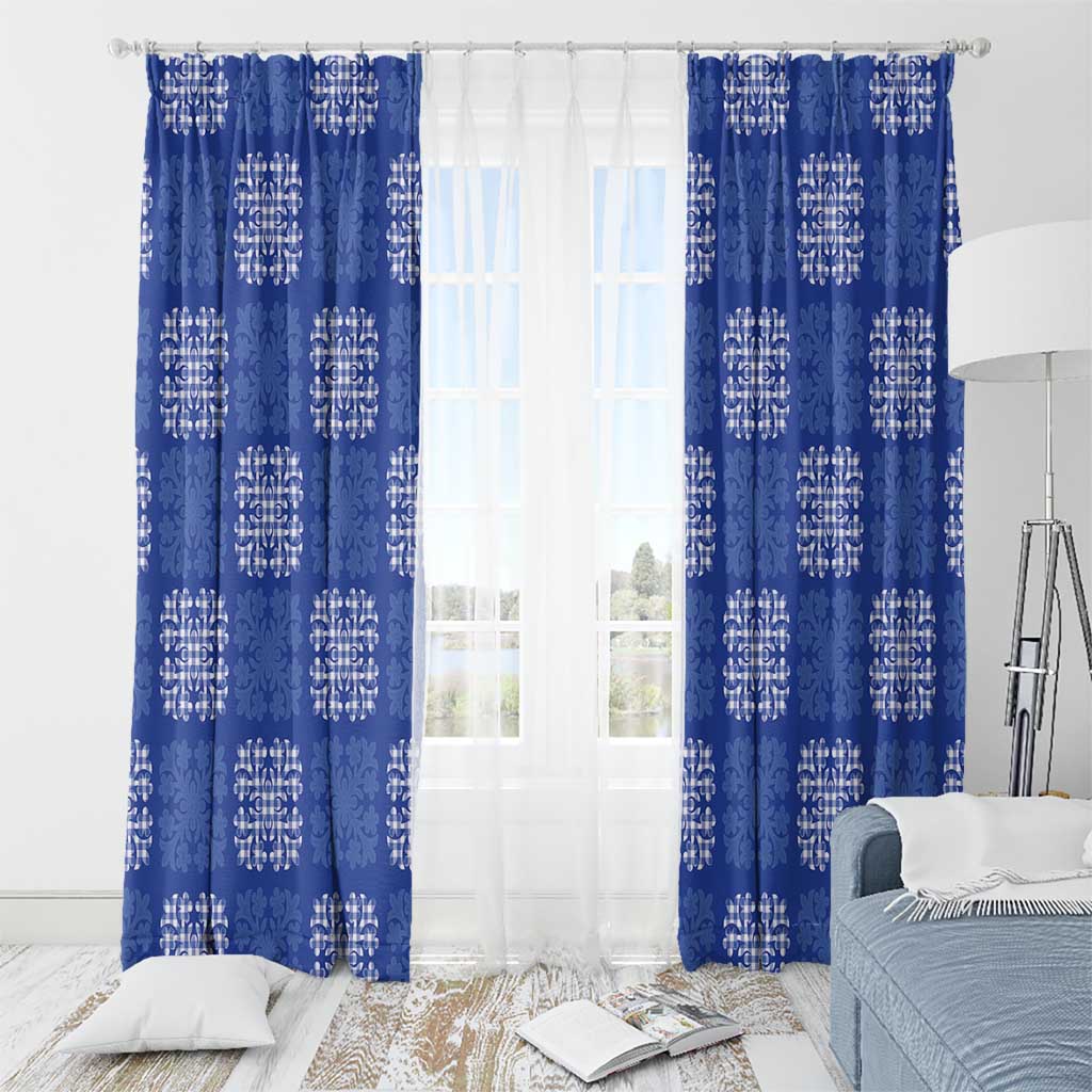 Royal Blue Palaka Quilt Hawaii Window Curtain Traditional Hawaii-plaid Pattern LT14 - Polynesian Pride
