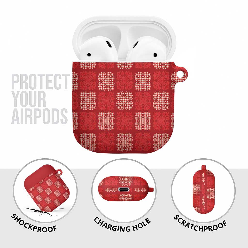 Red Palaka Quilt Hawaii AirPods Case Traditional Hawaii-plaid Pattern - Polynesian Pride