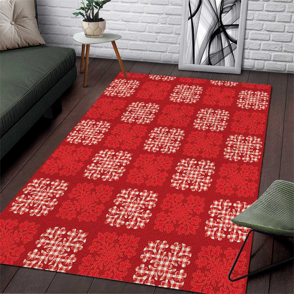 Red Palaka Quilt Hawaii Area Rug Traditional Hawaii-plaid Pattern - Polynesian Pride