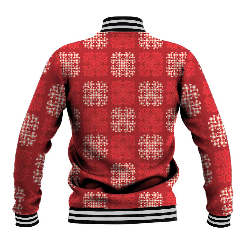 Red Palaka Quilt Hawaii Baseball Jacket Traditional Hawaii-plaid Pattern LT14 - Polynesian Pride