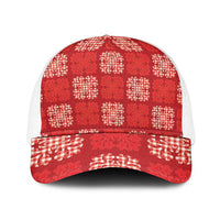 Red Palaka Quilt Hawaii Baseball Net Cap Traditional Hawaii-plaid Pattern - Polynesian Pride