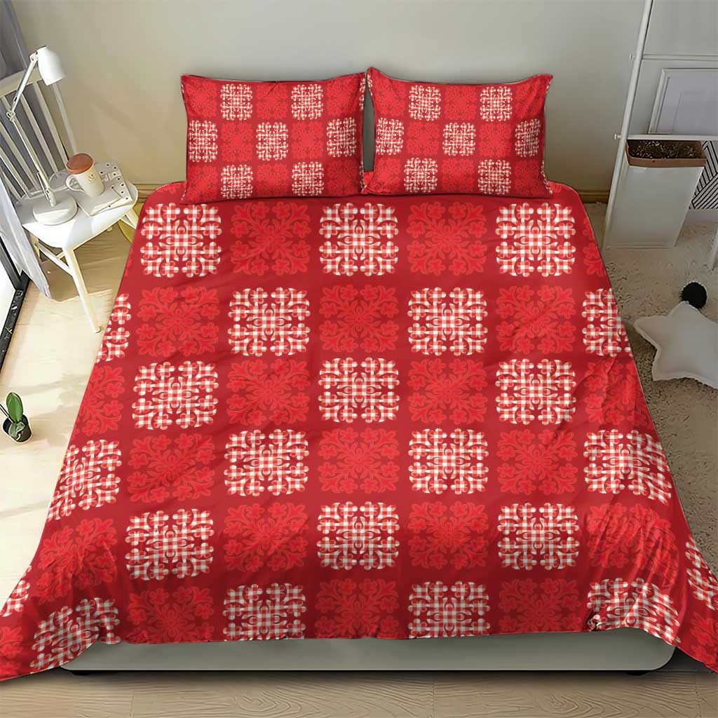 Red Palaka Quilt Hawaii Bedding Set Traditional Hawaii-plaid Pattern - Polynesian Pride