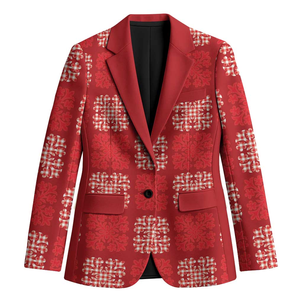 Red Palaka Quilt Hawaii Blazer Traditional Hawaii-plaid Pattern LT14 Unisex Red - Polynesian Pride