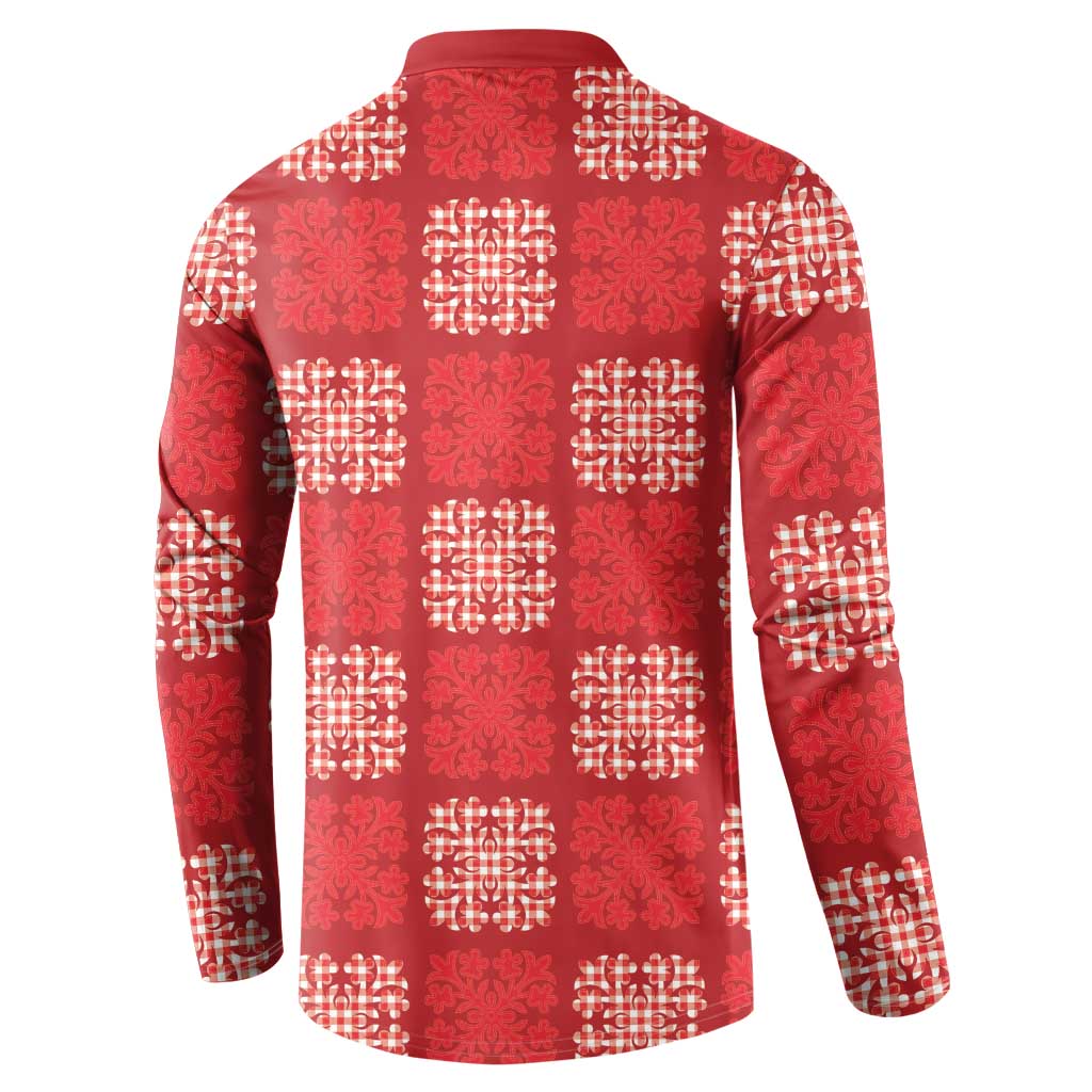 Red Palaka Quilt Hawaii Button Sweatshirt Traditional Hawaii-plaid Pattern LT14 - Polynesian Pride