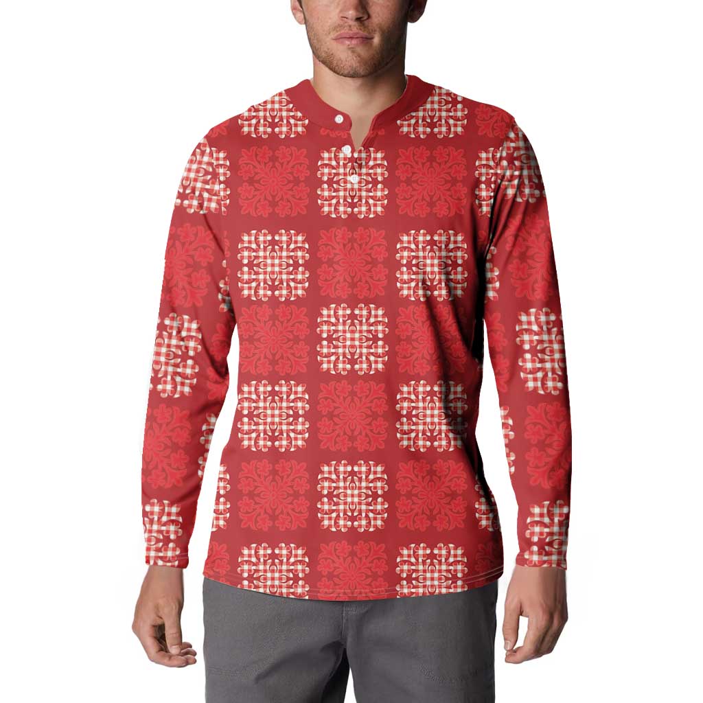 Red Palaka Quilt Hawaii Button Sweatshirt Traditional Hawaii-plaid Pattern LT14 - Polynesian Pride