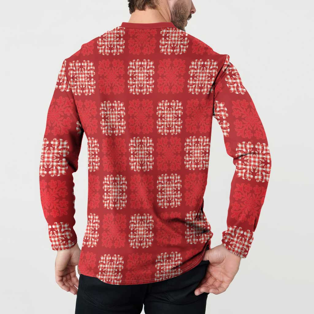 Red Palaka Quilt Hawaii Button Sweatshirt Traditional Hawaii-plaid Pattern LT14 - Polynesian Pride