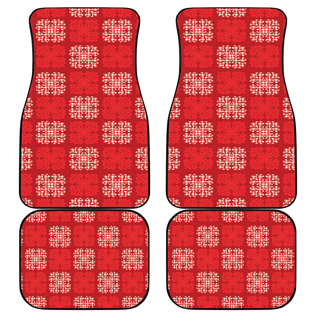 Red Palaka Quilt Hawaii Car Mats Traditional Hawaii-plaid Pattern - Polynesian Pride