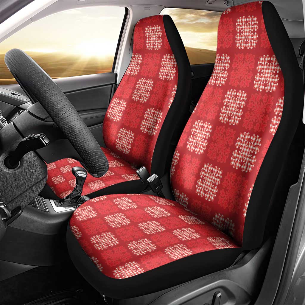 Red Palaka Quilt Hawaii Car Seat Cover Traditional Hawaii-plaid Pattern - Polynesian Pride