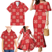 Red Palaka Quilt Hawaii Family Matching Mermaid Dress and Hawaiian Shirt Traditional Hawaii-plaid Pattern - Polynesian Pride