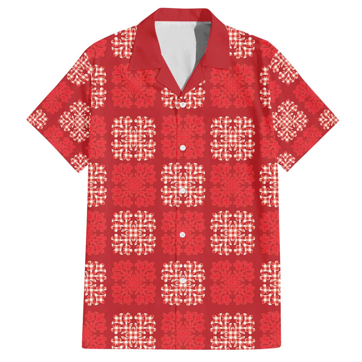 Red Palaka Quilt Hawaii Family Matching Off The Shoulder Long Sleeve Dress and Hawaiian Shirt Traditional Hawaii-plaid Pattern - Polynesian Pride