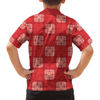Red Palaka Quilt Hawaii Family Matching Off Shoulder Short Dress and Hawaiian Shirt Traditional Hawaii-plaid Pattern - Polynesian Pride