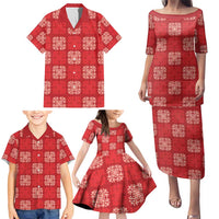 Red Palaka Quilt Hawaii Family Matching Puletasi and Hawaiian Shirt Traditional Hawaii-plaid Pattern LT14 - Polynesian Pride