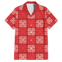 Red Palaka Quilt Hawaii Family Matching Puletasi and Hawaiian Shirt Traditional Hawaii-plaid Pattern LT14 Dad's Shirt - Short Sleeve Red - Polynesian Pride