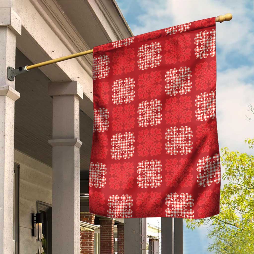 Red Palaka Quilt Hawaii Garden Flag Traditional Hawaii-plaid Pattern LT14 House Flag Red - Polynesian Pride