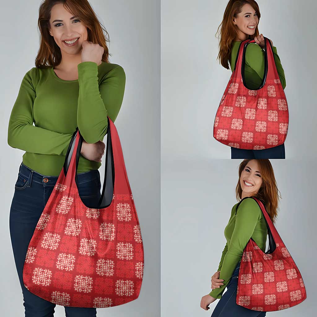 Red Palaka Quilt Hawaii Grocery Bag Traditional Hawaii-plaid Pattern - Polynesian Pride