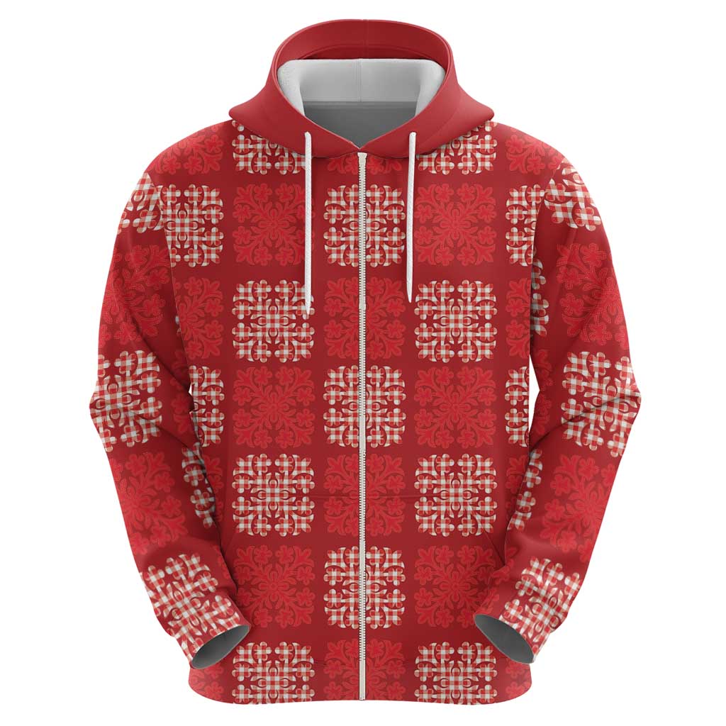 Red Palaka Quilt Hawaii Hoodie Traditional Hawaii-plaid Pattern - Polynesian Pride