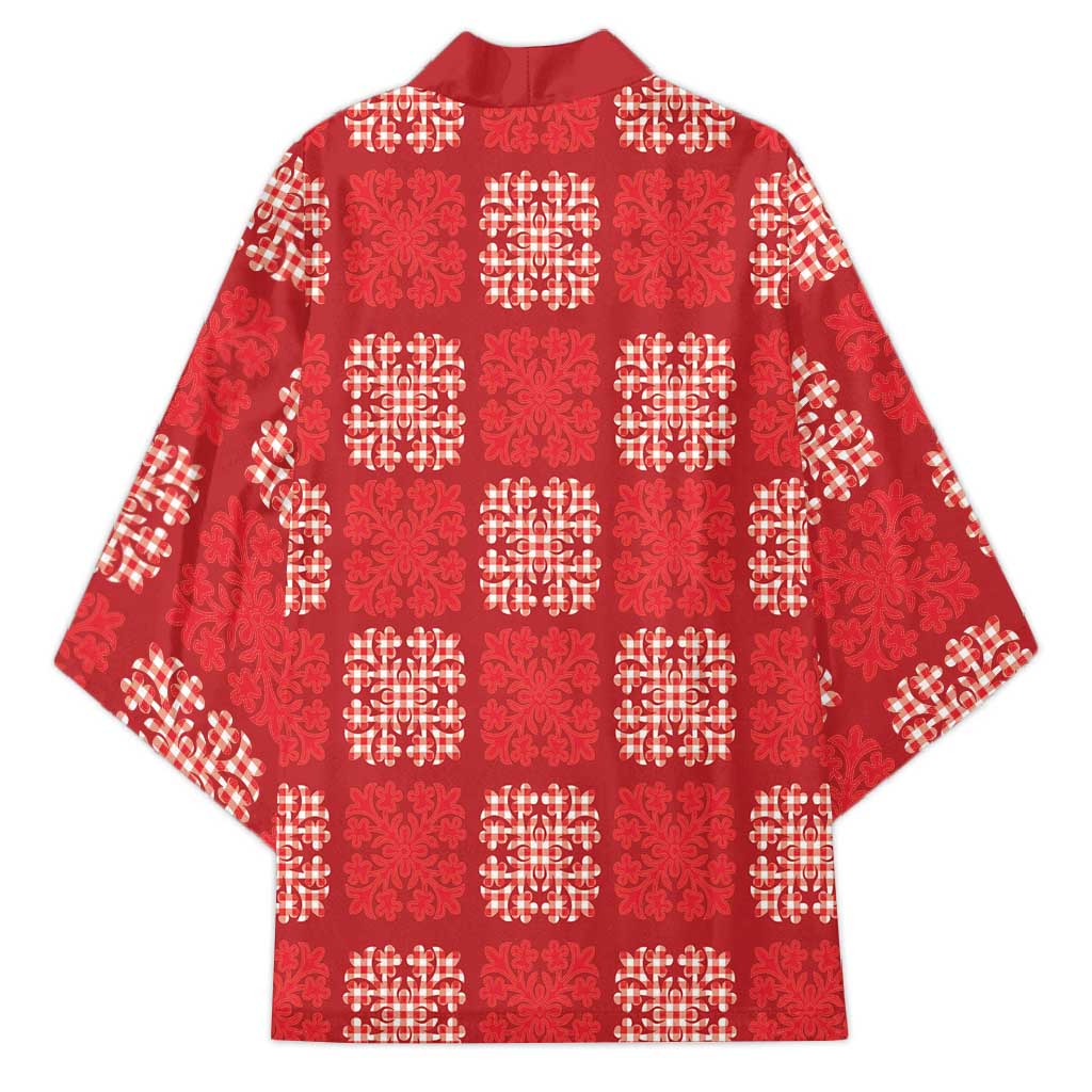Red Palaka Quilt Hawaii Kimono Traditional Hawaii-plaid Pattern LT14 - Polynesian Pride