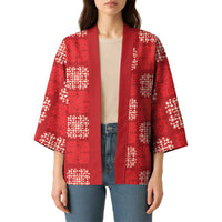 Red Palaka Quilt Hawaii Kimono Traditional Hawaii-plaid Pattern LT14 - Polynesian Pride