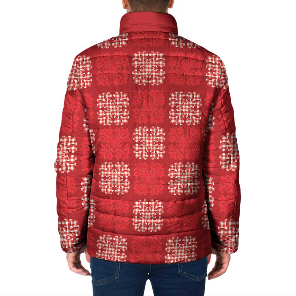 Red Palaka Quilt Hawaii Padded Jacket Traditional Hawaii-plaid Pattern LT14 - Polynesian Pride