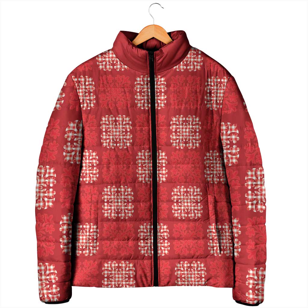 Red Palaka Quilt Hawaii Padded Jacket Traditional Hawaii-plaid Pattern LT14 - Polynesian Pride